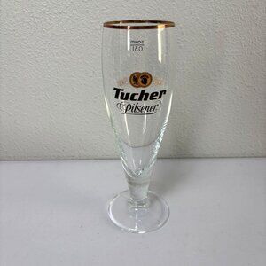 Tucher Pilsener 0.3L German Beer Glass Footed Gold Rim Barware